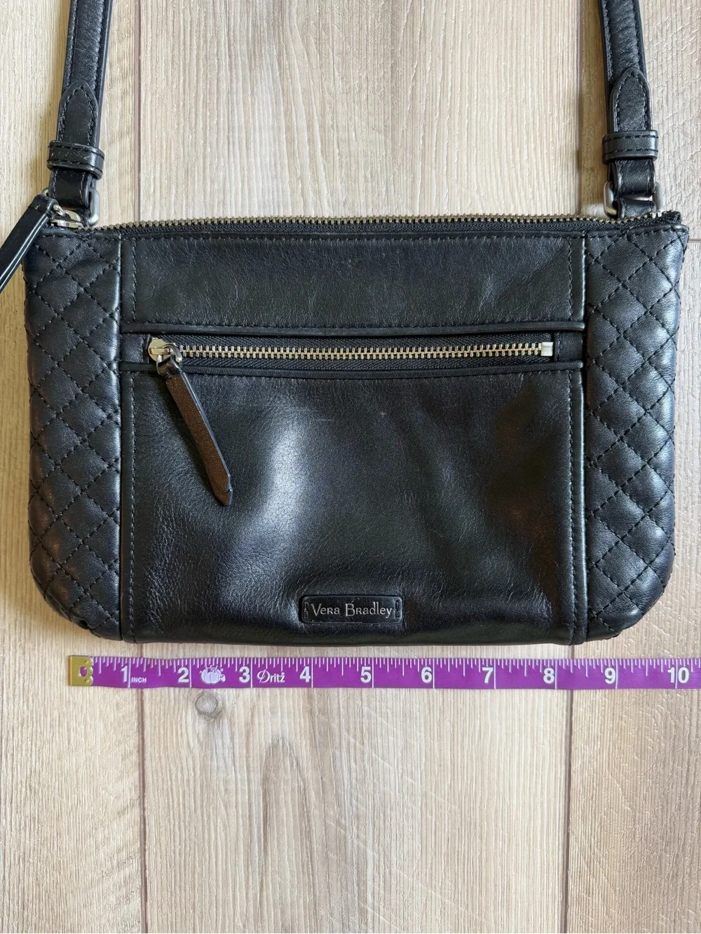 Vera Bradley Carry-All Black Quilted Leather Crossbody Purse